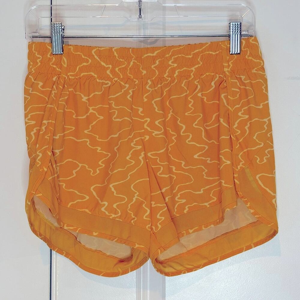 Athleta Printed Mesh Racer Run Short 4" Golden Yellow S